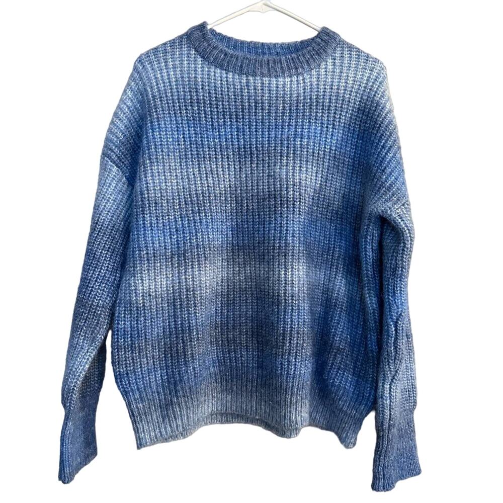Rachel Zoe Blue Ombre Striped Crewneck Sweater Size M